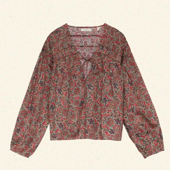 Doen The Renelle Top in L'Orange Soleil Fleurit - Picture 7 of 9